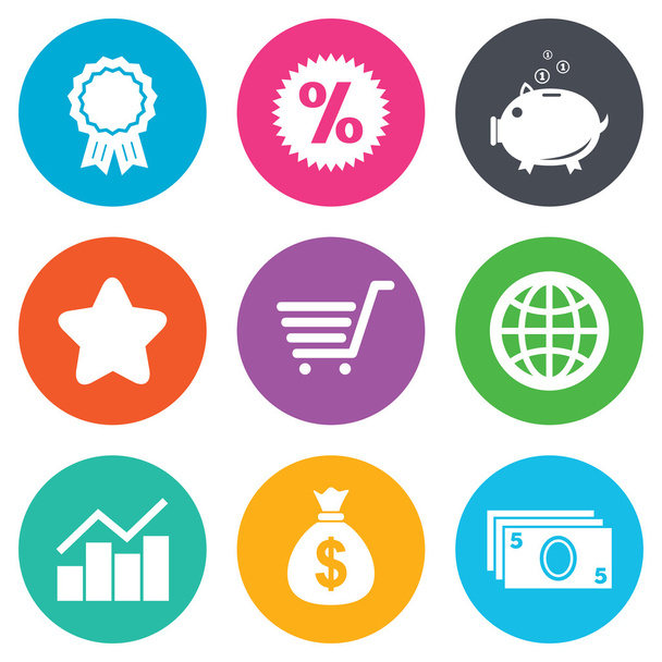 Online shopping, e-commerce and business icons. - Vektor, Bild