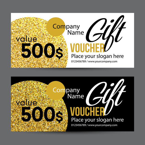 Gift Card Design with Gold Glitter Texture. Vector illustration - Vector, Image