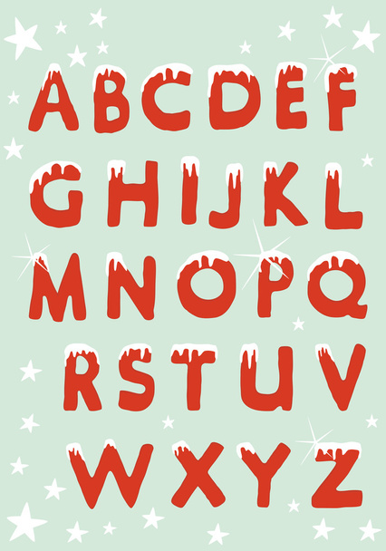 Χριστούγεννα αλφάβητο κρέμασαν με το χιονισμένο - Διάνυσμα, εικόνα