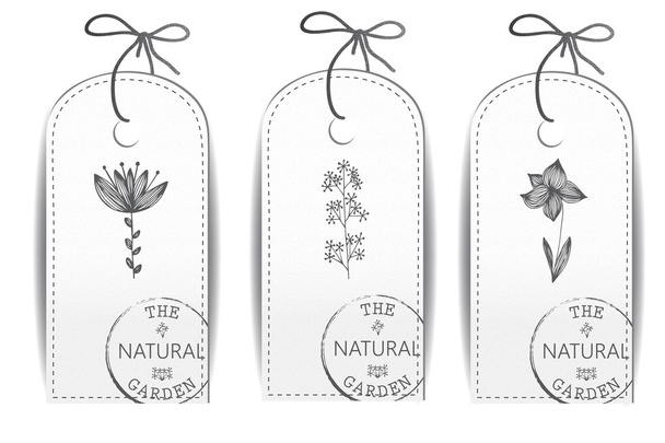banners with hand-drawn flowers - Vector, Image