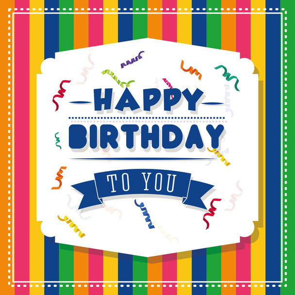 Happy birthday colorful card - Vektör, Görsel