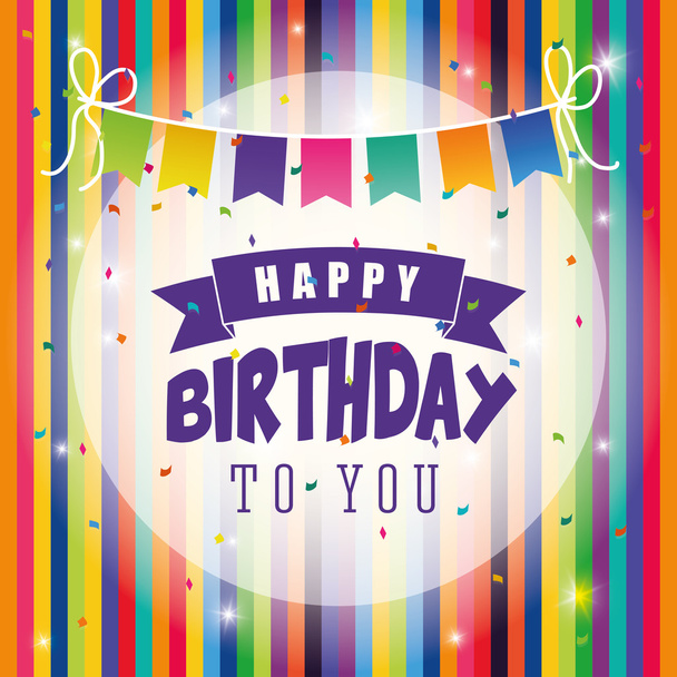 Happy birthday colorful card - Vettoriali, immagini