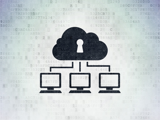 Biztonsági koncepció: felhő hálózati digitális papír alapon - Fotó, kép