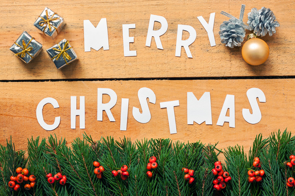 Merry christmas with wood background - Foto, Imagen