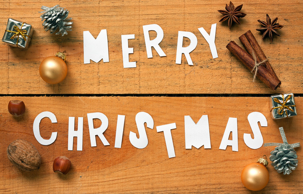 Merry christmas with wood background - Photo, Image