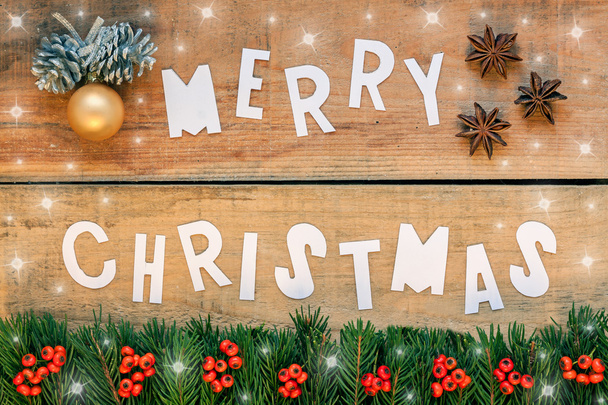 Merry christmas with wood background - Photo, Image