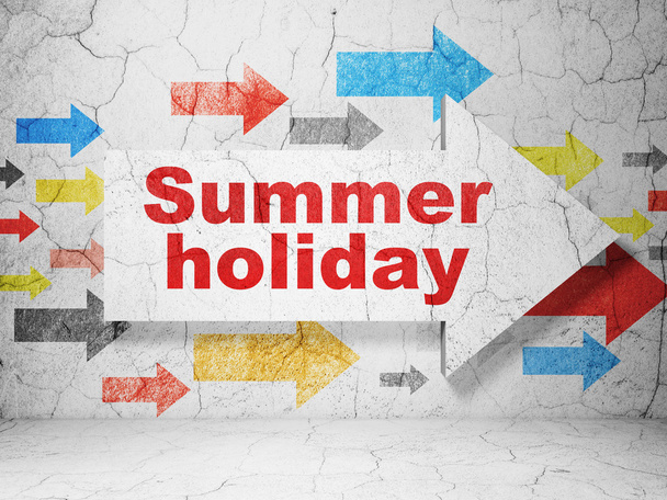 Tourism concept: arrow with Summer Holiday on grunge wall background - Photo, Image