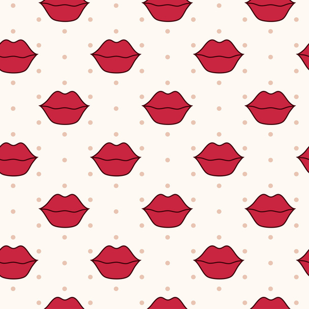 Vektor nahtloses Muster mit roten Lippen - Vektor, Bild