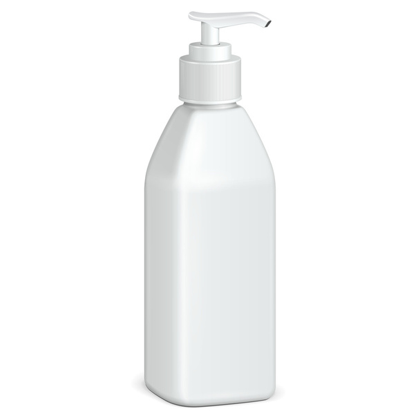 Gel, Foam Or Liquid Soap Dispenser Pump Plastic Bottle White. Ready For Your Design. Product Packing - Vector, Image