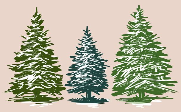 three christmas trees - Vector, Image