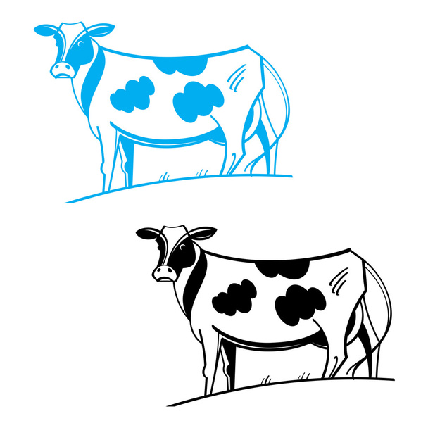 Mucca sta nel suo pascolo
 - Vettoriali, immagini