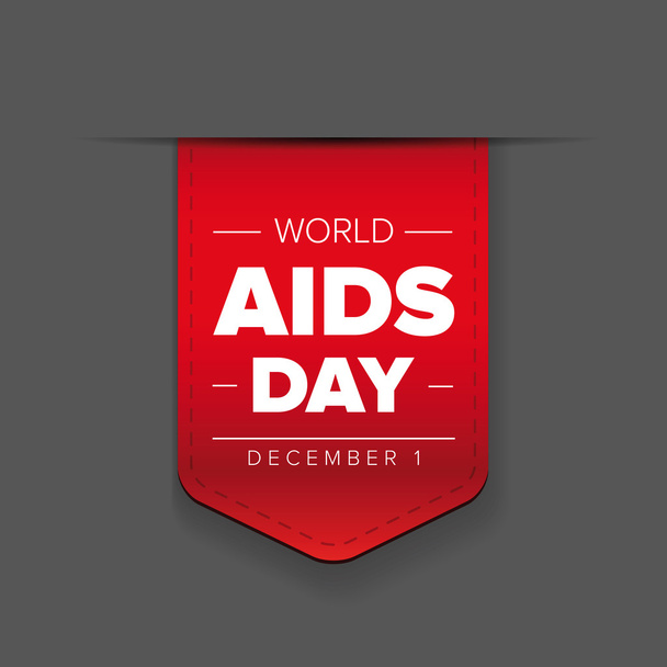 Dünya AIDS Günü - 1 Aralık kırmızı kurdele - Vektör, Görsel