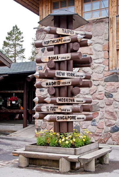 Directions to the world, Arctic Circle Line. Rovaniemi, Finland - Photo, Image