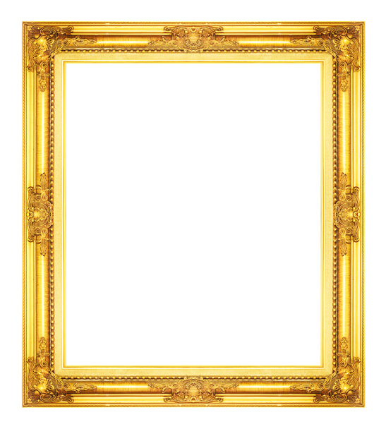 marco dorado antiguo aislado sobre fondo blanco, camino de recorte
 - Foto, Imagen