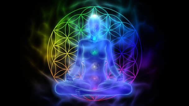 Meditation - aura, chakras, symbol flower of life - Footage, Video