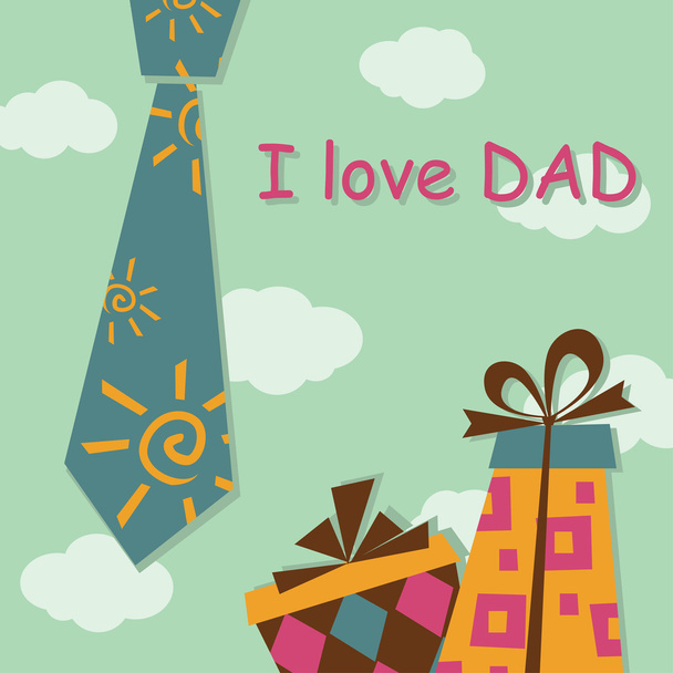 Tarjeta de felicitación Día del Padre con regalo
 - Vector, Imagen