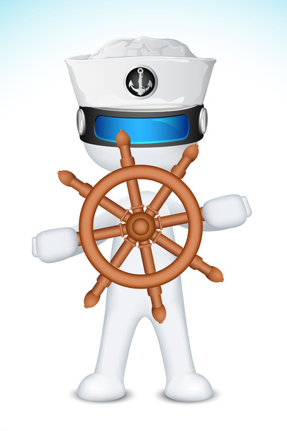 3d Sailor with Steering Wheel - Vector, Image