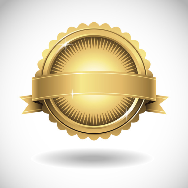 Shiny Gold Seal and Banner - Vector, Image