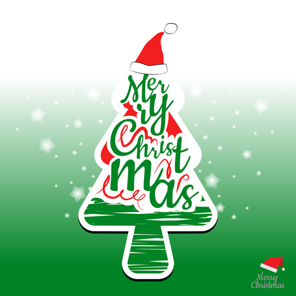 Fröhlicher Weihnachtsbaum und Typografie-Design - Vektor, Bild