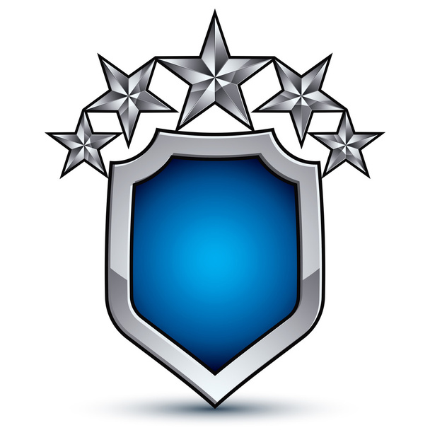 Majestic blue emblem with silver stars - Vector, afbeelding