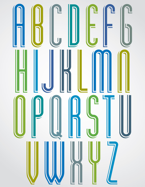 Thin narrow bright animated font - Vektor, obrázek