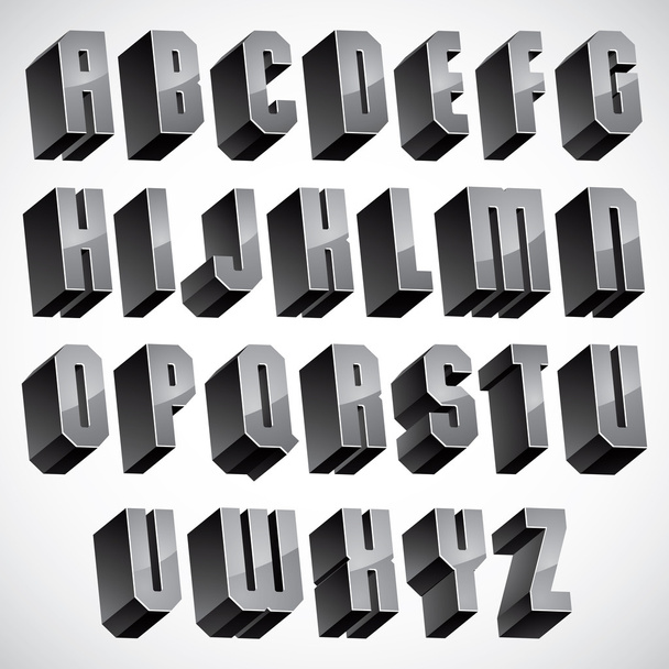 3d geometric dimensional letters set. - Vetor, Imagem