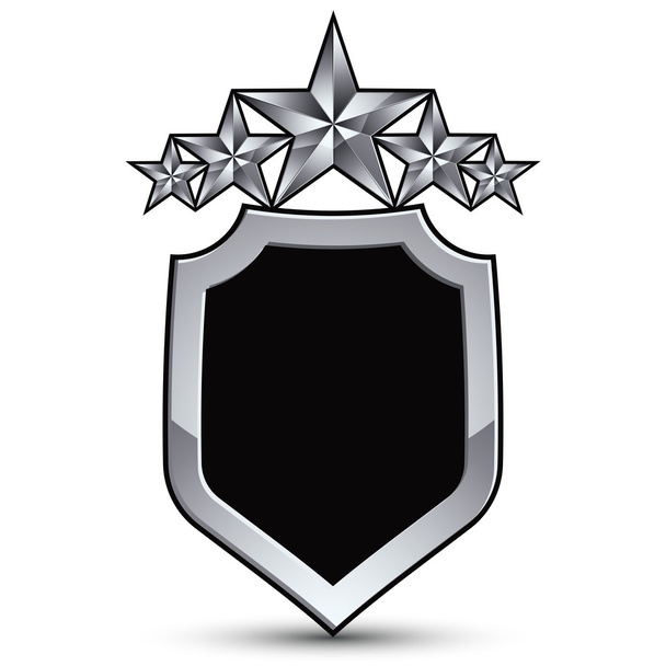 Festive black emblem with silver stars - Vector, afbeelding
