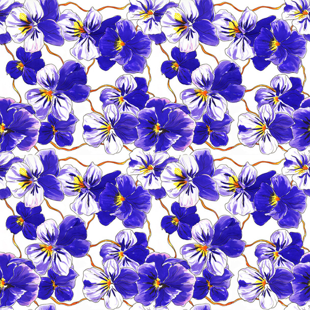 Purple pansy flowers - Zdjęcie, obraz