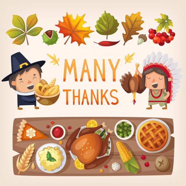 Thanksgiving day card elements - Vector, Image