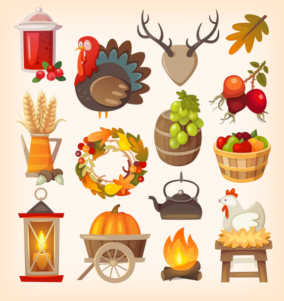 Thanksgiving day elements - Vector, Image