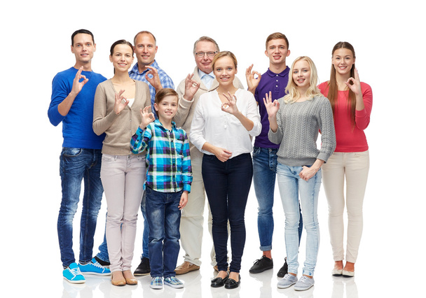 group of smiling people showing ok hand sign - Fotoğraf, Görsel