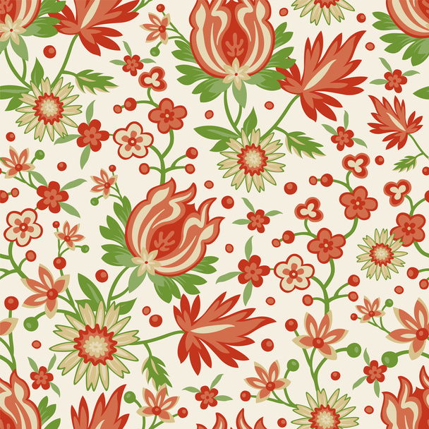 seamless red flower wallpaper - Vector, imagen