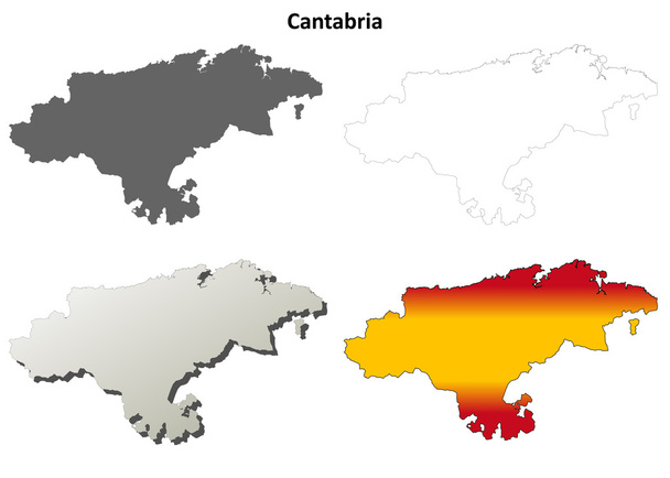 Cantabria boş detaylı anahat harita seti - Vektör, Görsel