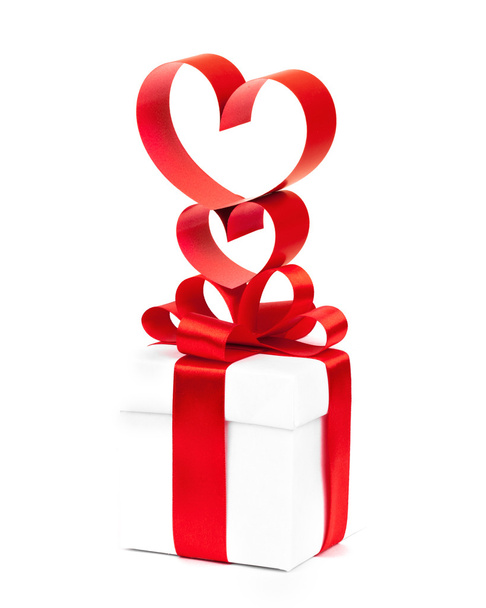 holiday gift box with red ribbon - Zdjęcie, obraz