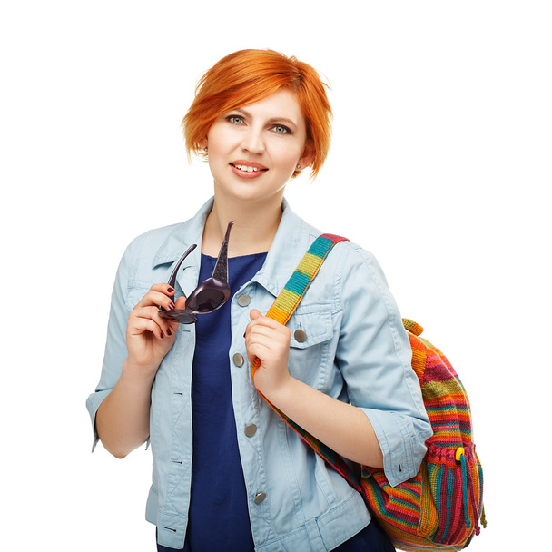 Portrait of diligent girl student university or college with col - Photo, Image