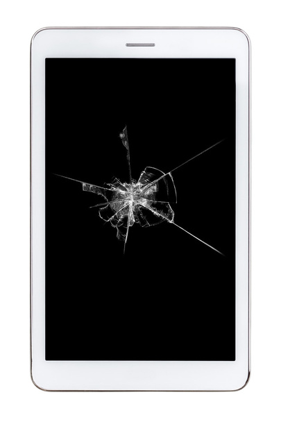 Tablet met gebroken glas - Foto, afbeelding