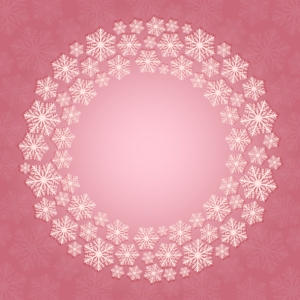 Merry Christmas winter background. Snowflake circle frame. Place your text. - Вектор, зображення