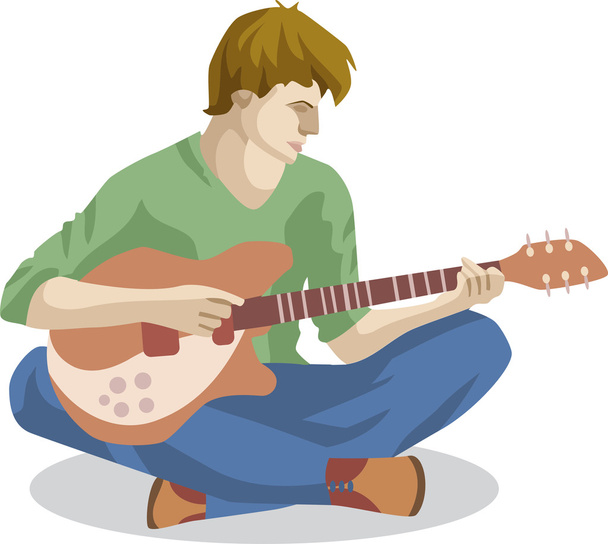 Un chico tocando una guitarra eléctrica. Ilustración vectorial
. - Vector, Imagen