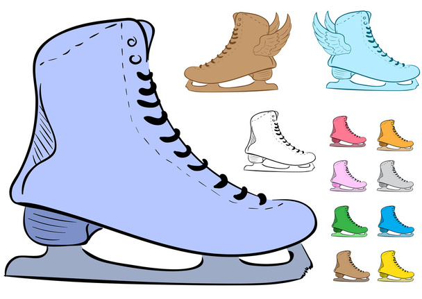 Clipart with the various skates - Vector, Image