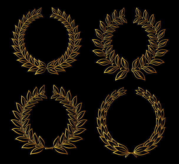 Golden laurel wreaths - Vetor, Imagem
