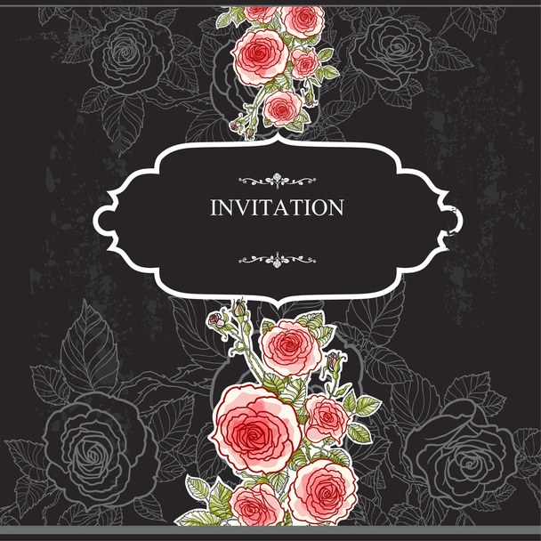 Vintage background with roses - Vector, afbeelding