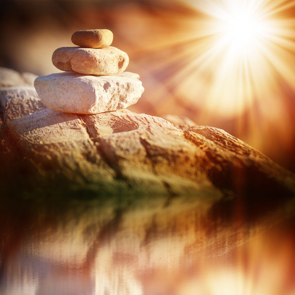 three stones lighted bright sun - Photo, Image