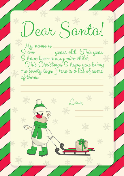 34_Letter to Santa_bear with sled - Vector, Image