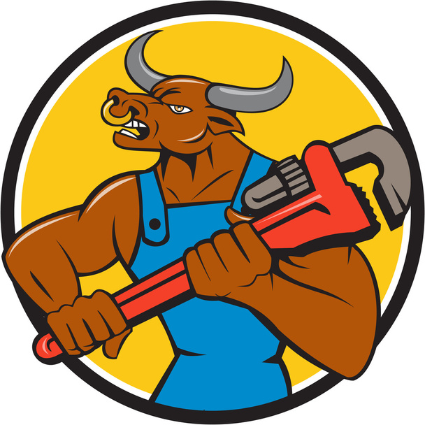 Мультфильм о быке Минотавре с гаечным ключом
 - Вектор,изображение