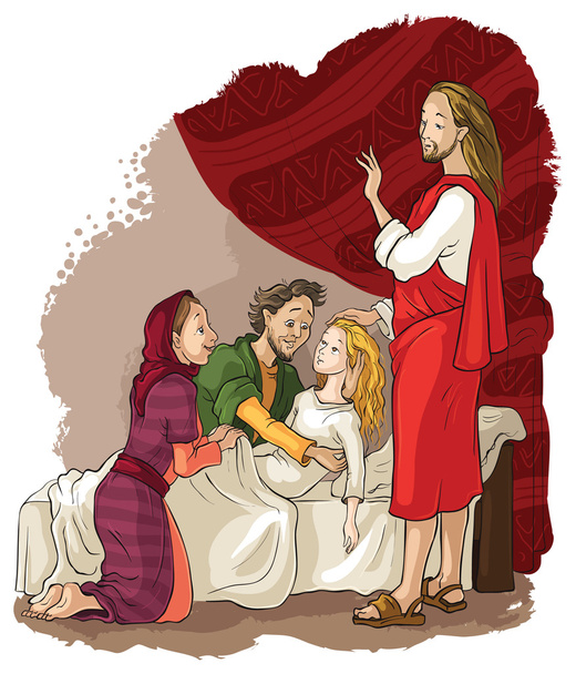 Cuda Jezusa. Podnosząc córki Jaira - Wektor, obraz