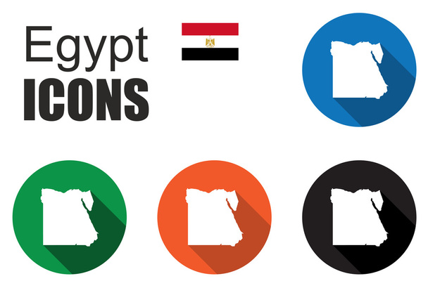 színes a szett térképet lapos ikonok állami Egyiptom - Vektor, kép