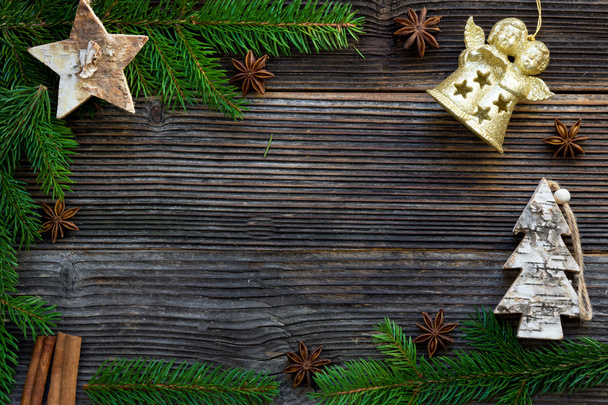 Christmas wooden background - Zdjęcie, obraz