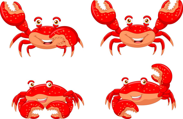 Cartoon crab collection set isolated on white background - Vector, Image