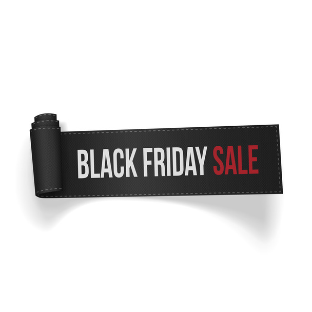 Realistic curved textile Ribbon Black Friday Sale - Photo, Image