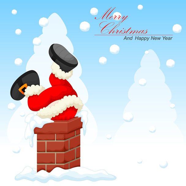 Santa Claus stuck in the Chimney - Vector, Image